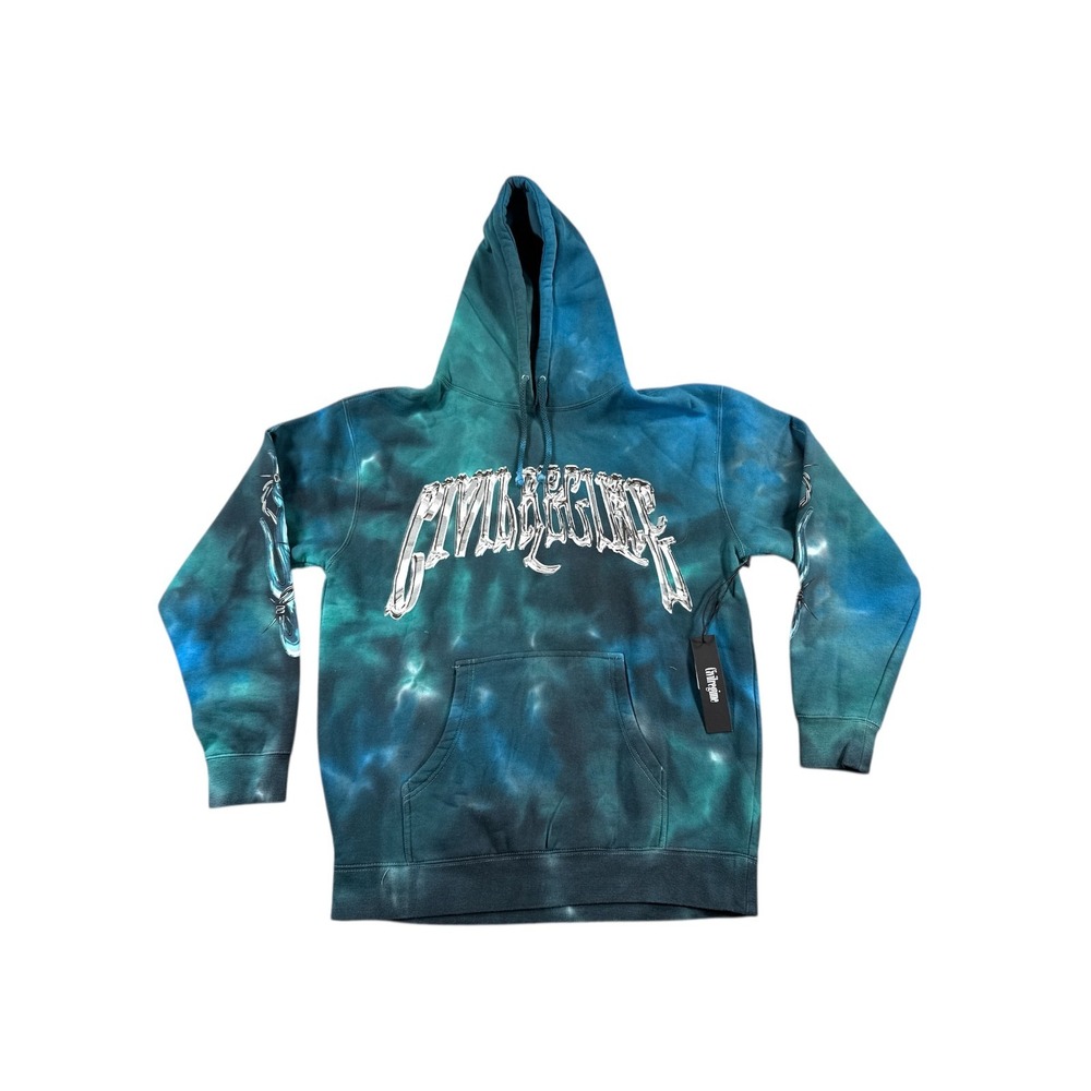 Civil Regime Hoodie Mens Medium Blue Tie Dye Oversized Pullover‎ Spell Out